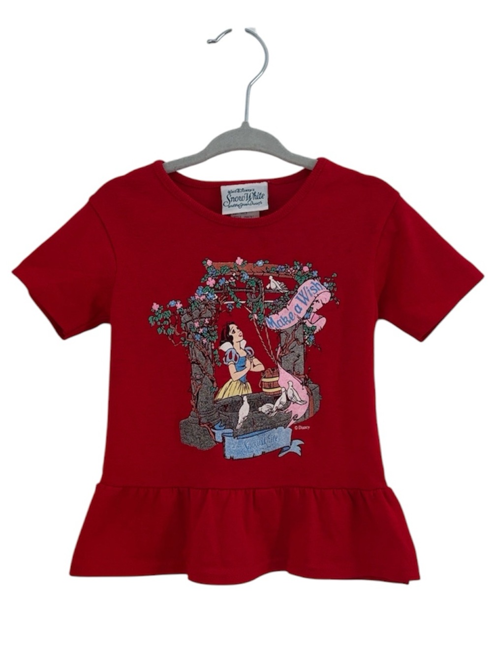Vintage Walt Disney Snow White Seven Dwarfs Red Peplum T-Shirt Top Size 2T